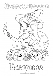 Kostenlose Malvorlage Hexe Halloween Beschriftung 