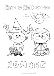 Colorear gratis Vampiro Disfraz Bruja Halloween Inscripción 