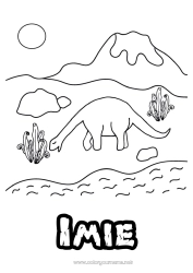 Kolorowanka za darmo Dinozaury Wulkan