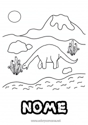 Desenho grátis Dinossauros Vulcão