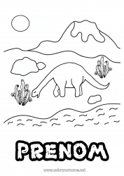 Coloriage gratuit Dinosaures Volcan