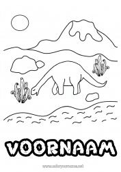 Kleurplaat aanpassen Dinosaurussen Vulkaan