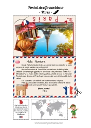 Dibujo libre Francia Paris Viaje del duende navideño Tarjeta postal Tarjeta postal de un SOLO duende