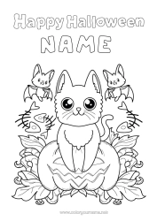 Colouring to customise Bat Pumpkin Black Cat Halloween Birds And Flying Mammals Halloween Sign-Up