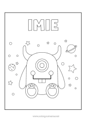 Rysunek za darmo Potwór Ekstraterrestrialny Planety i układ słoneczny Łatwe kolorowanki Astronomia