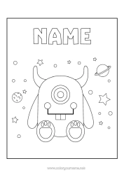 Free colouring Monster Extraterrestrial Planets and solar system Easy colouring pages Astronomy