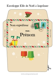 Coloriage à personnaliser Lutins de Noël Noël Lettres de lutins farceurs Lettre au Père Noël Enveloppe Enveloppe à imprimer