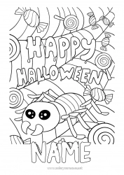 Free coloring Spider Halloween Insects Inscription 