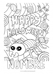 Colorear gratis Araña Halloween Insectos Inscripción 