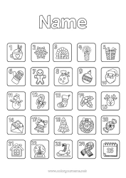Free coloring Christmas Children's activities Symbols Advent calendar Chalet