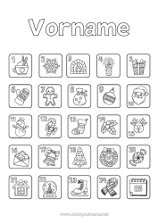 Kostenlose Malvorlage Weihnachten Kinderaktivitäten Symbole Adventskalender Chalet