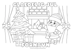Farvelægningssiden tilpasning Julemanden Jul Julepynt Pejs 