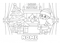 Disegno gratuito Babbo Natale Natale Decorazioni di Natale Camino Messaggio 