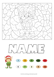 Free coloring Christmas elves Christmas Number Coloring by numbers Children's activities