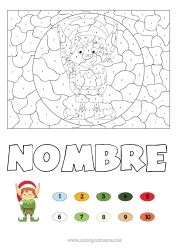 Colorear gratis Elfos de navidad Navidad Número Colorear por números Actividades para niños