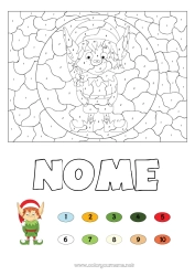 Colorazione gratuita Elfo di Natale Natale Numero Colorare per numeri Attività per Bambini