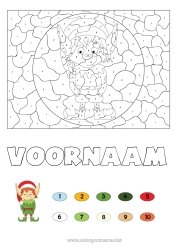 Gratis tekening Kerstelf Kerstmis Getal Kleuren op nummer Activiteiten voor Kinderen