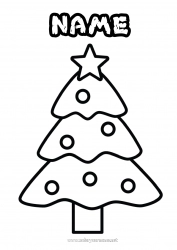 Free coloring Christmas tree Easy coloring pages Fir