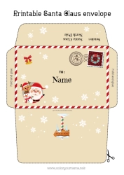 Coloring to customize Santa Claus Christmas Envelope Envelope to print Elf on the Shelf Trip Christmas Envelope Envelope for Elf on the Shelf Mail