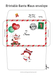 Free coloring Santa Claus Christmas Envelope Envelope to print