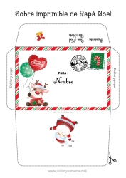 Colorear gratis Papá Noel Navidad Sobre Sobre para imprimir Viaje del duende navideño Sobre de Navidad Sobre para el correo del elfo de Navidad