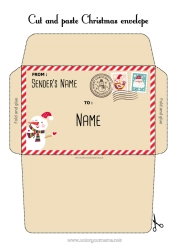 Free drawing Christmas Letter to Santa Claus Envelope Envelope to print