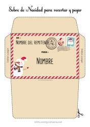 Colorear para personalizar Navidad Carta a Papa Noel Sobre Sobre para imprimir Viaje del duende navideño Sobre de Navidad Sobre para el correo del elfo de Navidad