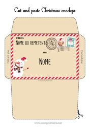 Desenho para personalizar Natal Carta ao Papai Noel Envelope Envelope para imprimir