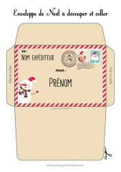Coloriage à personnaliser Noël Lettre au Père Noël Enveloppe Enveloppe à imprimer Voyage de l'elfe de Noël Enveloppe de Noël Enveloppe pour courrier du lutin de Noël