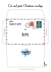 Colouring to customise Winter Christmas Letter To Father Christmas Snowflakes Envelope Print Envelope Mischievous Elf's Journey Christmas Envelope Envelope For The Christmas Trickster Elf's Mail