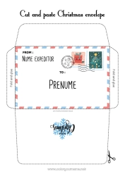 Pagină de colorat personalizată Iarna Crăciun Scrisoare către Moș Crăciun Fulgi de zăpadă Plic Plic de imprimat Călătoria elfului de Crăciun Plic de Crăciun Plic pentru scrisoarea lui Moș Crăciun