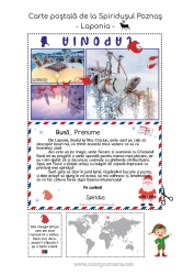 Pagină de colorat personalizată Polul Nord Călătoria Elfului De Crăciun Carte Poștală Laponia Finlanda Carte Poștală De La Un Singur Gnom