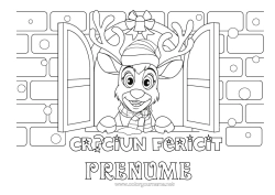 Pagină de colorat personalizată Ren Crăciun Animale din pădure 