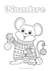 Colorear para personalizar Ratón Bolas de Navidad Animales del bosque Suéter