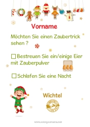 Malvorlage anpassen Weihnachtself Wichtel-Missionen Elfenstreiche-Briefe Wichtel-Streiche und Ideen Zaubertrick