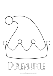 Pagină de colorat gratuită Moșneguții de Crăciun Carnaval Pălărie Desene de colorat ușoare
