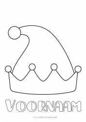 Kleurplaat aanpassen Kerstelf Carnaval Hoed Eenvoudige kleurplaten