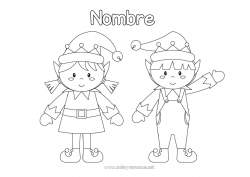 Colorear gratis Elfos de navidad Dibujos de Elfos para colorear