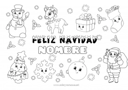 Colorear para personalizar Regalos árbol de Navidad Papá Noel Muñeco de nieve Navidad Bolas de Navidad Copos de nieve Simbolos Calcetín de Navidad Mensaje “Feliz Navidad”