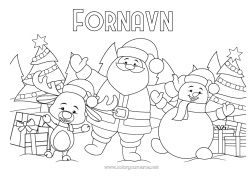 Gratis fargelegging Juletre Julenissen Snømann Jul Gran