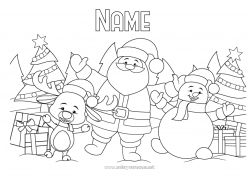 Free coloring Christmas tree Santa Claus Snowman Christmas Fir