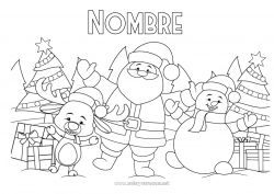 Dibujo libre árbol de Navidad Papá Noel Muñeco de nieve Navidad Abeto