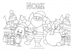 Desenho para personalizar Árvore de Natal Pai Natal Boneco de neve Natal Árvore de Natal