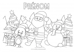 Coloriage à personnaliser Sapin de Noël Père Noël Bonhomme de neige Noël Sapin