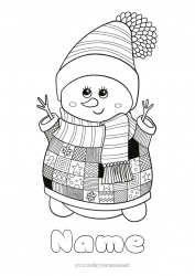 Free coloring Snowman Zentangle