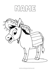 Colouring to customise Animal Mexico Farm Animals Sombrero Donkey