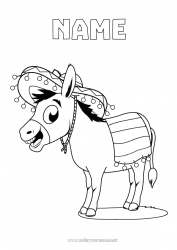 Free drawing Animal Mexico Farm animals Sombrero Donkey