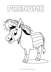 Desen liber de colorat Animal Mexic Animale de fermă Sombrero Măgar