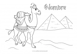 Colorear para personalizar Animales Egipto Animales salvajes de África Pirámide Camello, dromedario