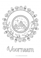 Gratis tekening Mandala Egypte Vaas Wilde dieren van Afrika Piramide Kameel, dromedaris